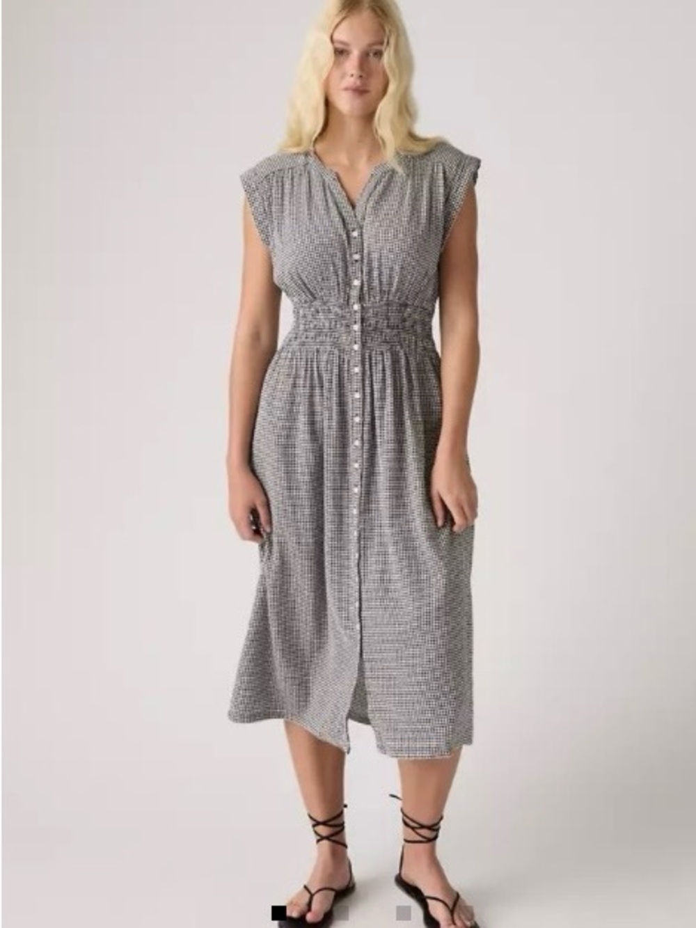 Levi’s Beatrice Midi Dress Medium Black White Gingham NWOT